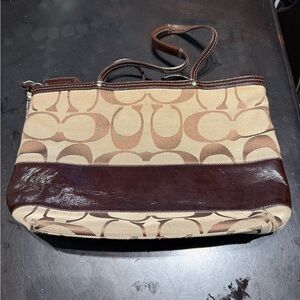 Coach Tan and Brown Shoulder Bag